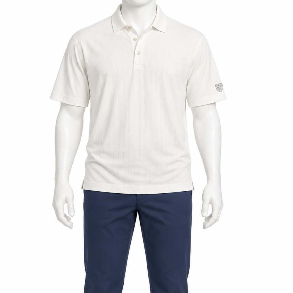 Nike Golf Polo Shirt Mens L White 100% Cotton tiger woods Short Sleeve